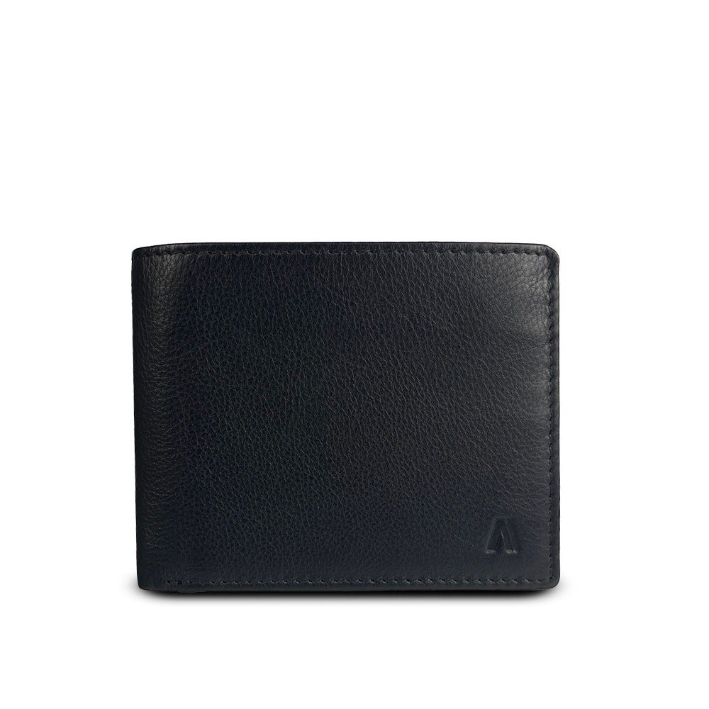 Alef Crosby Bifold Leather Men's Wallet with Window Card & Coin Compartment with RFID Protection (Petrol)