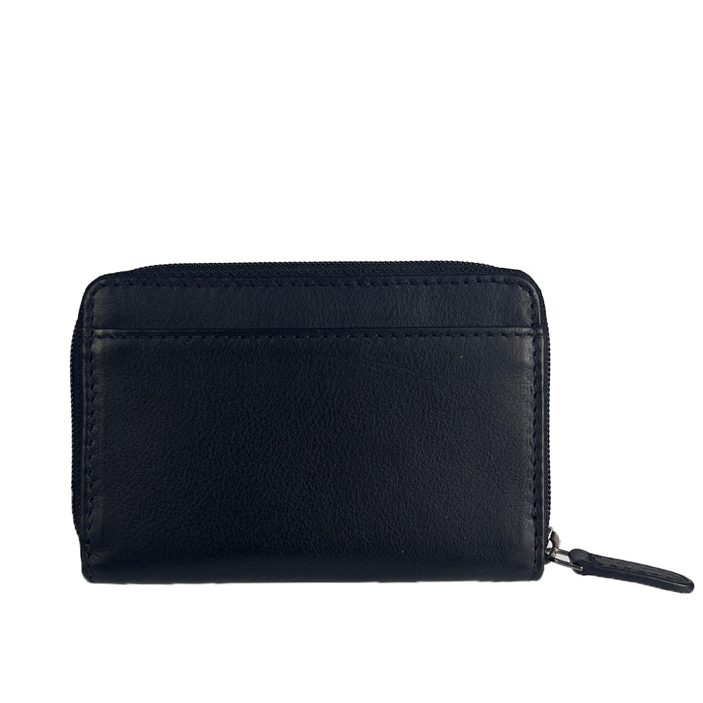 Alef Crosby Zip Around Leather Men's Key with Coin and Card Pouch (Black)