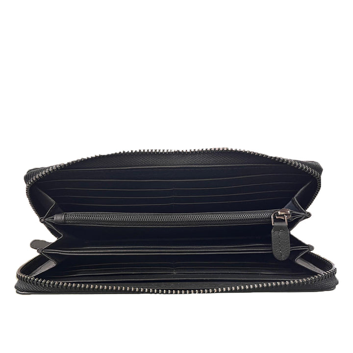 Alef Crosby Men's Leather Zip Around Long Wallet (Black)