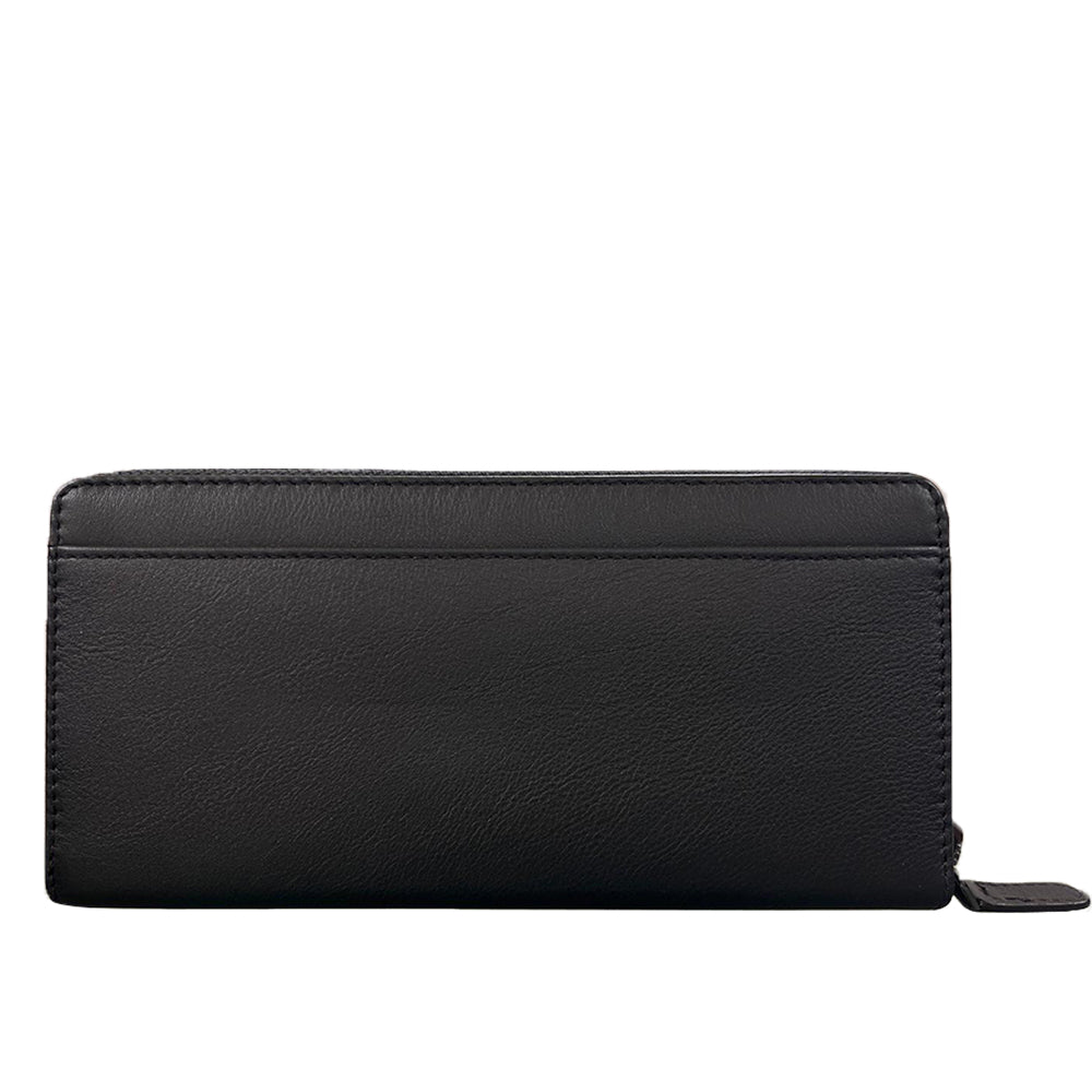Alef Crosby Men's Leather Zip Around Long Wallet (Black)