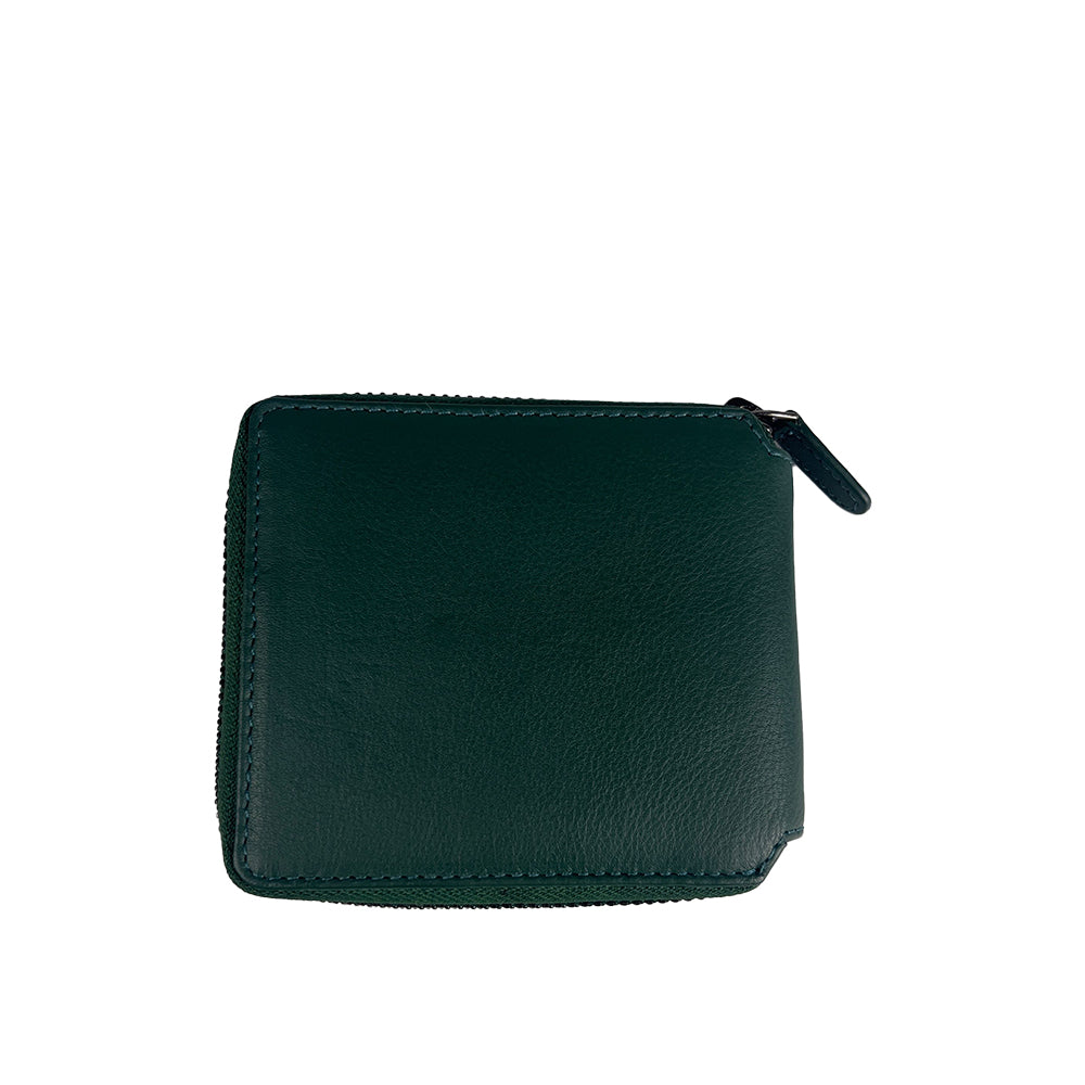 Alef Crosby Zip Around Leather Wallet with Card and Coin Compartment with RFID Protection (Black)