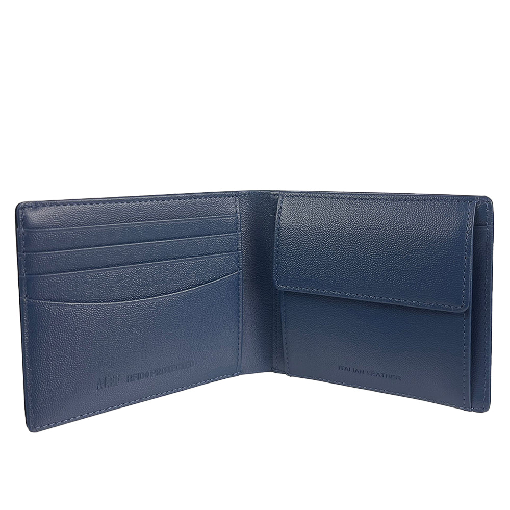 Alef Finley RFID - Protected Men's Leather Bifold Wallet with Coin Compartment and 4 Card Slots (Black)