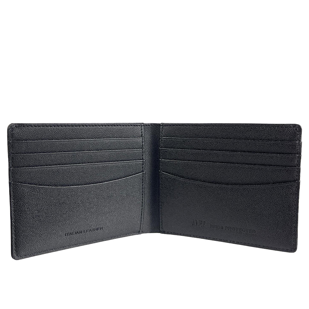 Alef Finley RFID - Protected Men's Leather Bifold Wallet with 8 Card Slots (Navy)