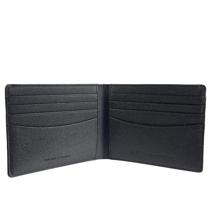 Alef Finley RFID - Protected Men's Leather Bifold Wallet with 8 Card Slots (Navy)