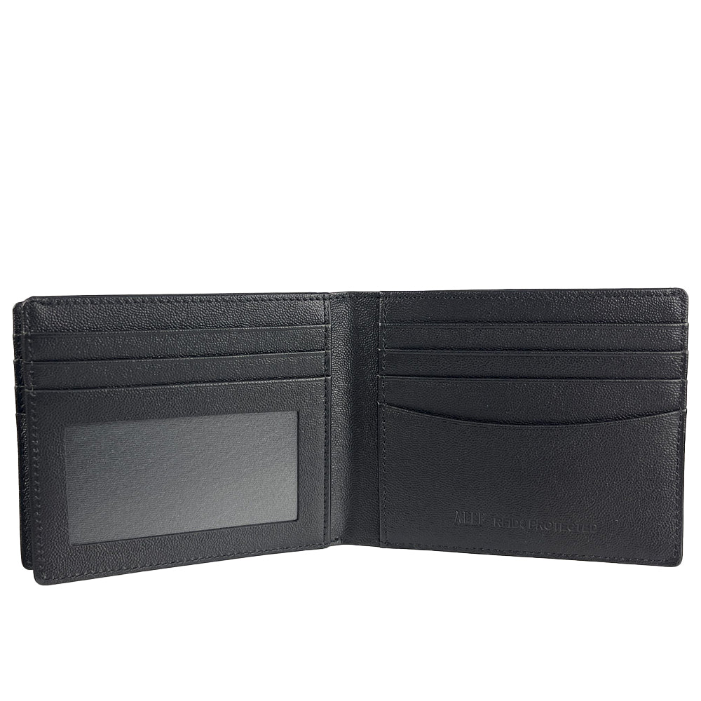 Alef Finley RFID - Protected Men's Leather  Flap Wallet with 11 Card Slots , 2 Card Window and Hidden Pocket (Navy)