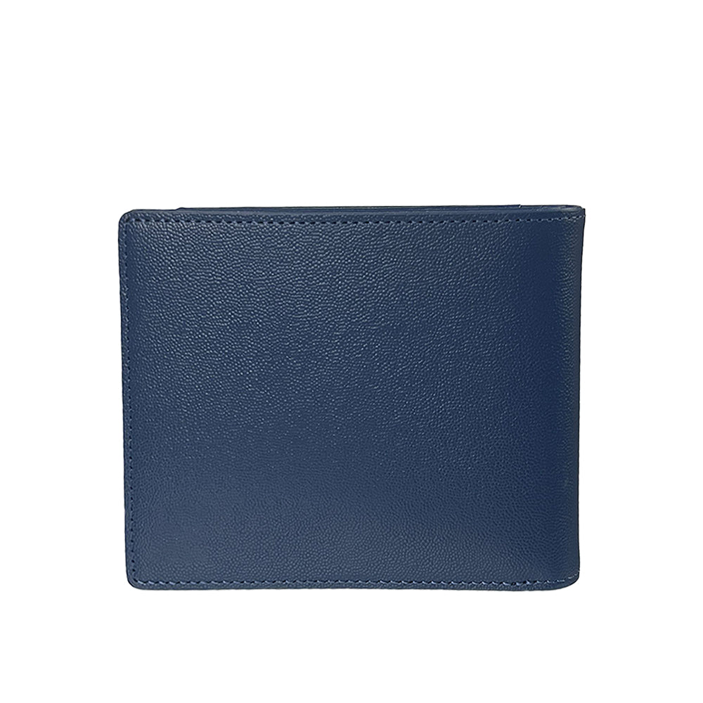 Alef Finley RFID - Protected Men's Leather  Flap Wallet with 11 Card Slots , 2 Card Window and Hidden Pocket (Navy)