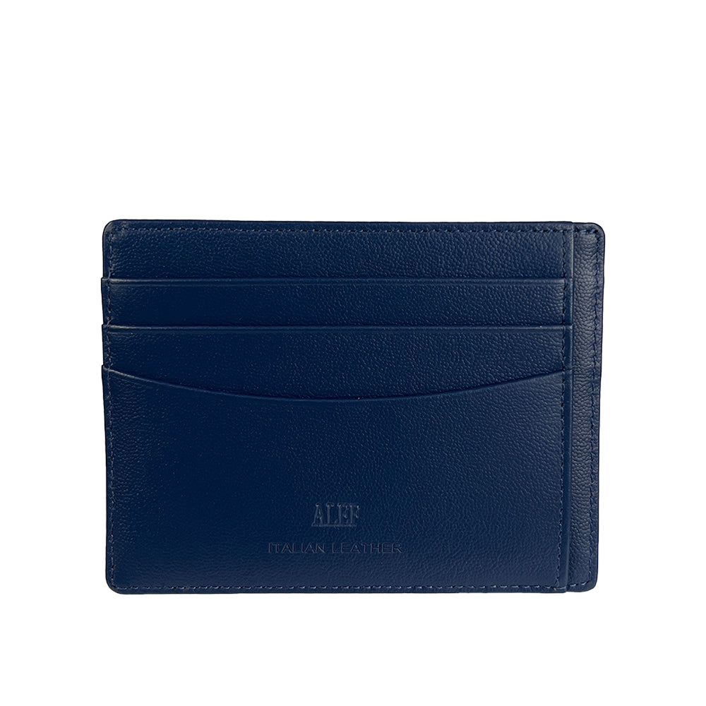 Alef Finley RFID - Protected Men's Leather Slim Card Holder (Navy)