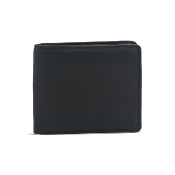 Alef Rhine RFID Protected Bifold Men's Leather Wallet with Flap & Coin Compartment (Navy)