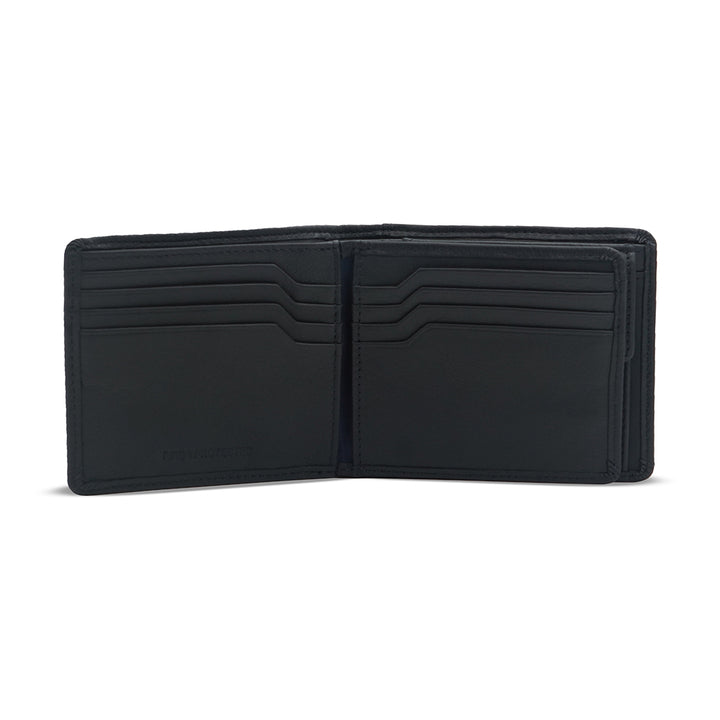 Alef Rhine RFID Protected Bifold Men's Leather Wallet with Flap & Coin Compartment (Navy)