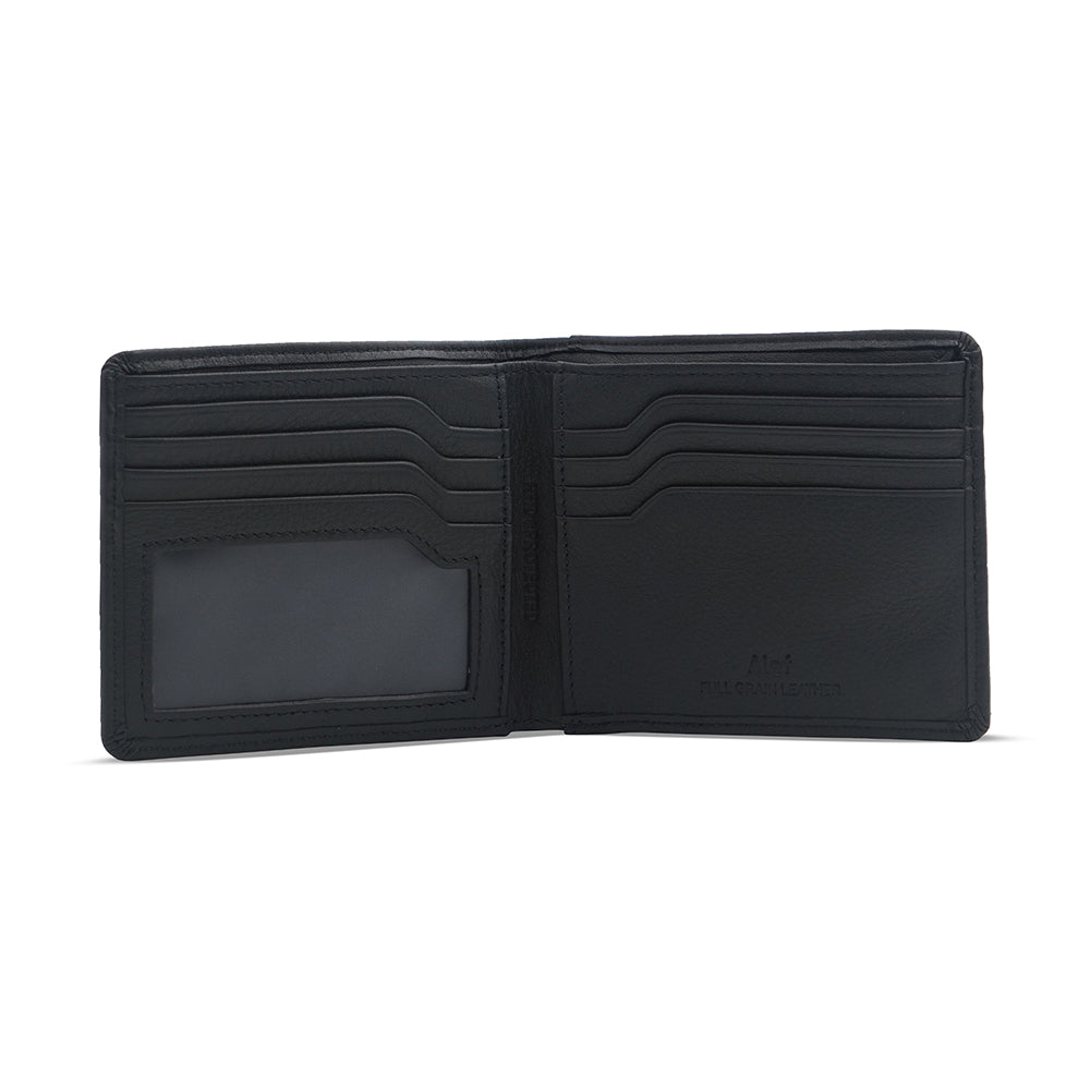 Alef Rhine RFID Protected Bifold Men's Leather Wallet with Card Window (Navy)