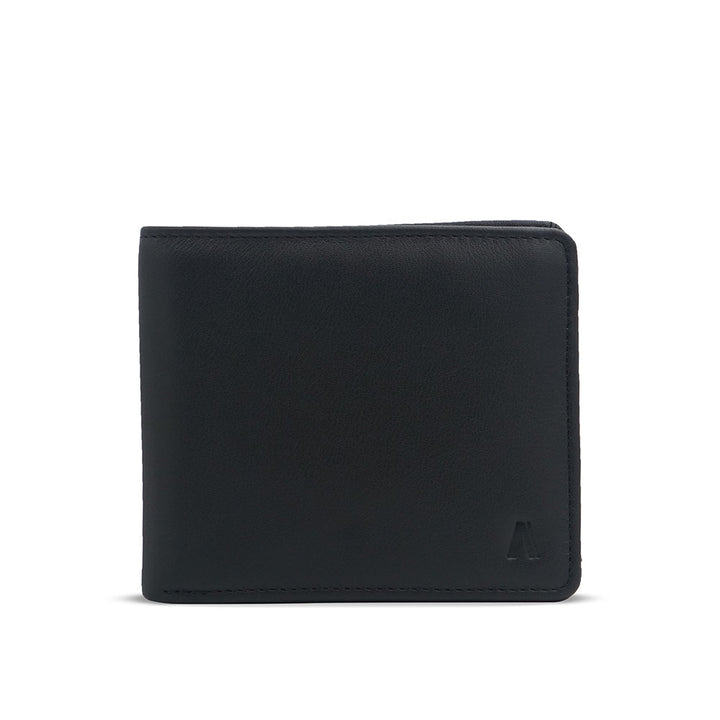 Alef Rhine RFID Protected Bifold Men's Leather Wallet with Flap & Coin Compartment (Navy)