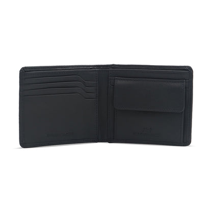 Alef Rhine Men's Bifold Leather Wallet with Coin Compartment (Navy)