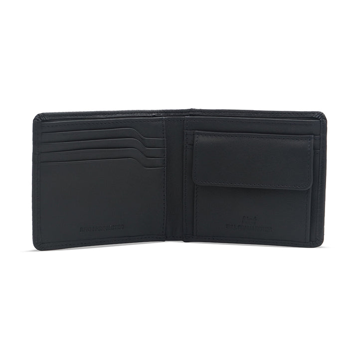 Alef Rhine RFID Protected Bifold Men's Leather Wallet with Coin Compartment (Navy)