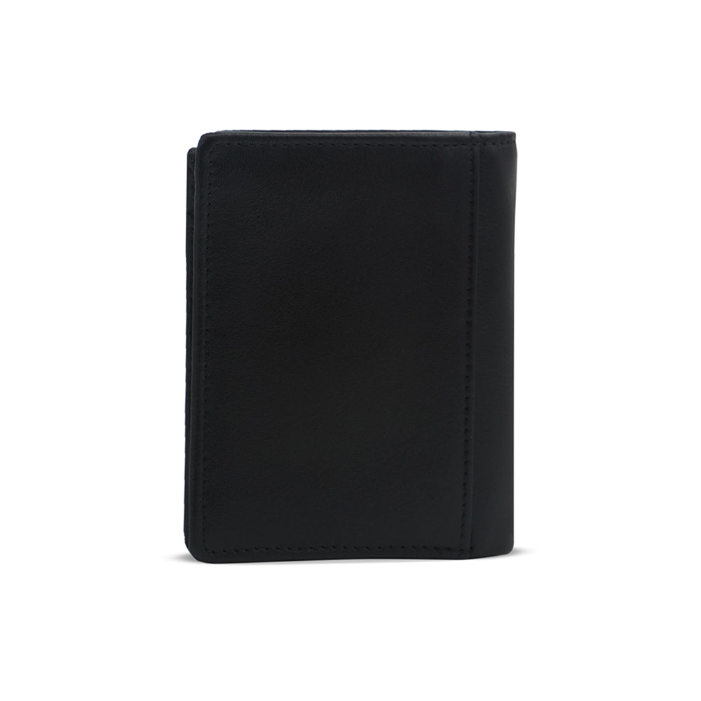 Alef Rhine Men's Bifold Leather Wallet with Card Window (Black)