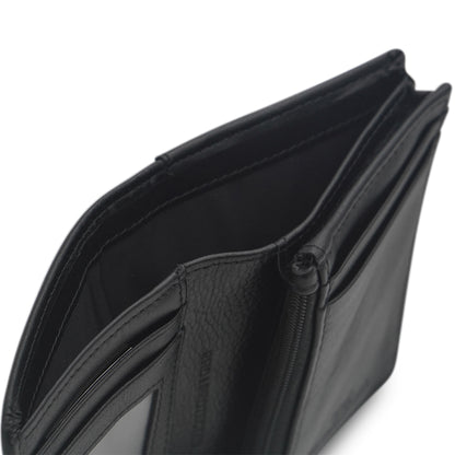 Alef Rhine Men's Bifold Leather Wallet with Card Window (Black)