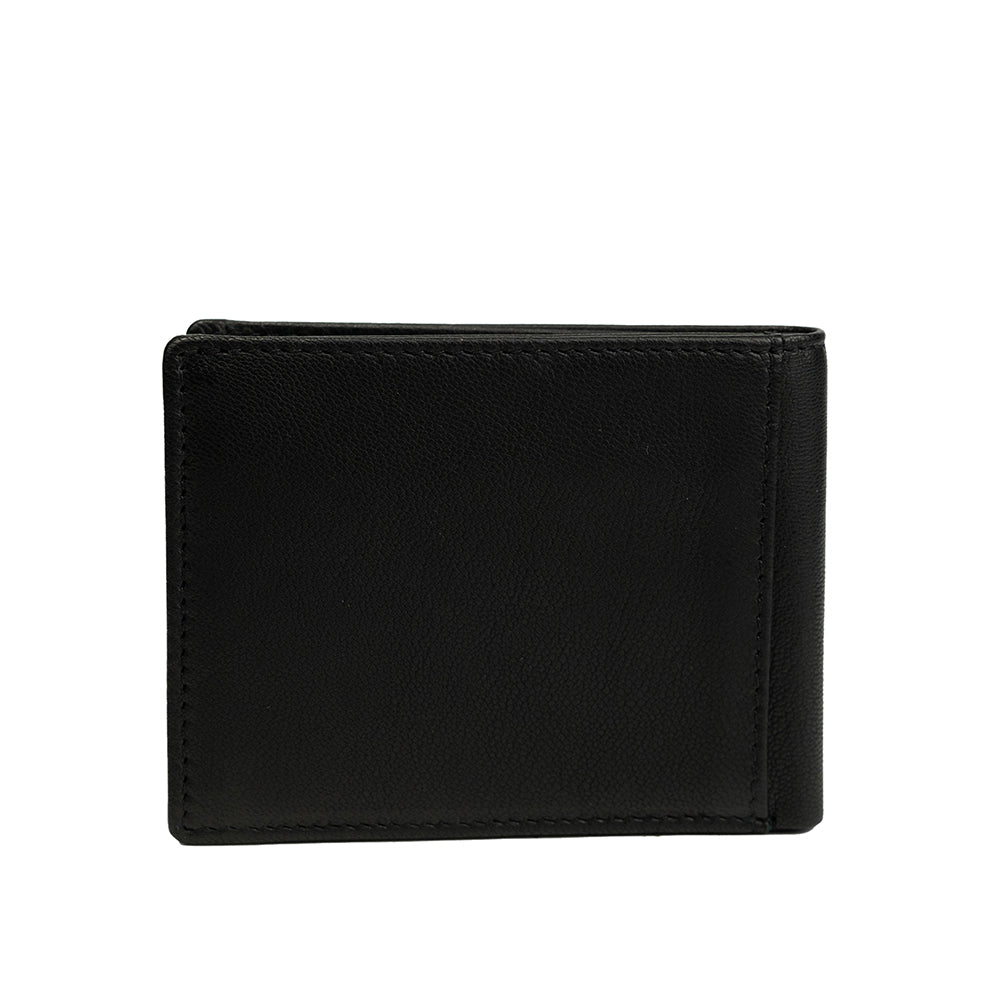 Alef Surrey Bifold Leather Mini Wallet with Card Window and Coin Compartment (Black)