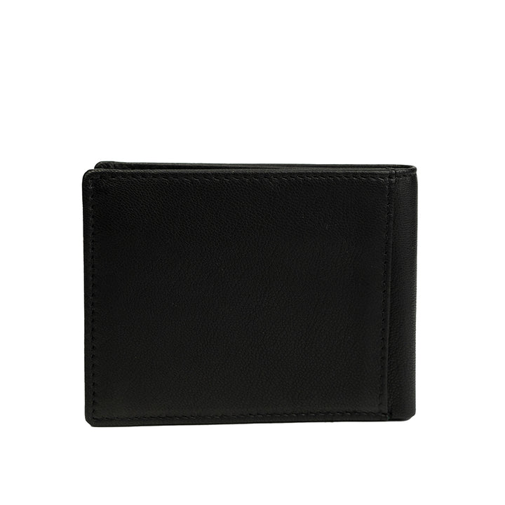 Alef Surrey Bifold Leather Mini Wallet with Card Window and Coin Compartment (Black)