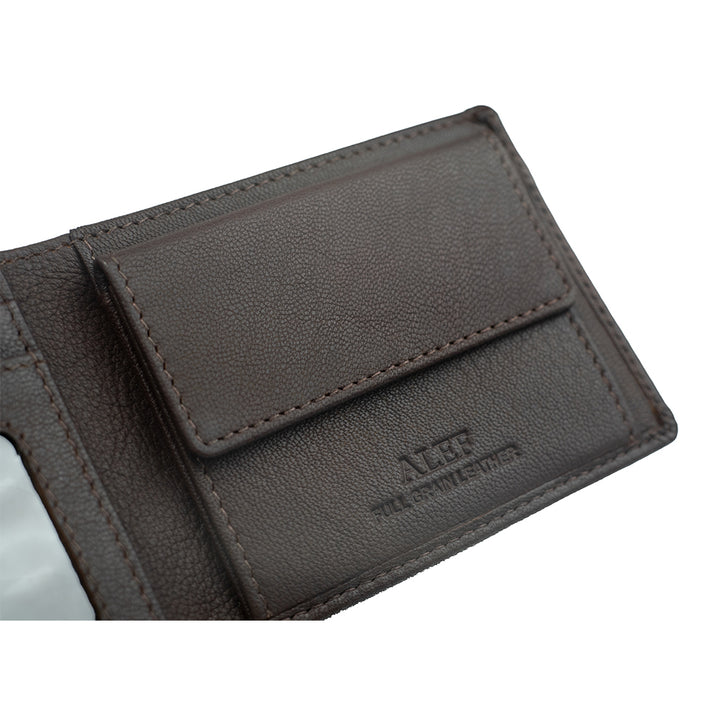 Alef Surrey Bifold Leather Mini Wallet with Card Window and Coin Compartment (Cognac)