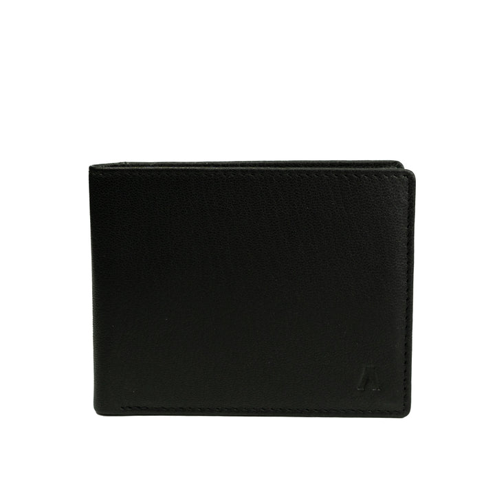 Alef Surrey Bifold Leather Wallet with Card Window and Card Slots (Black)