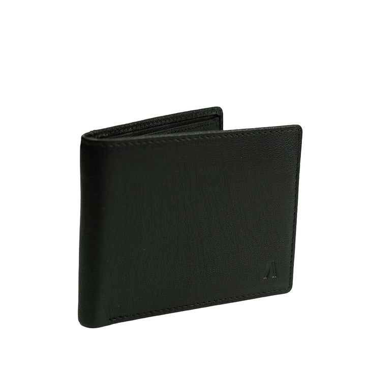 Alef Surrey Bifold Leather Wallet with Card Window and Card Slots (Black)