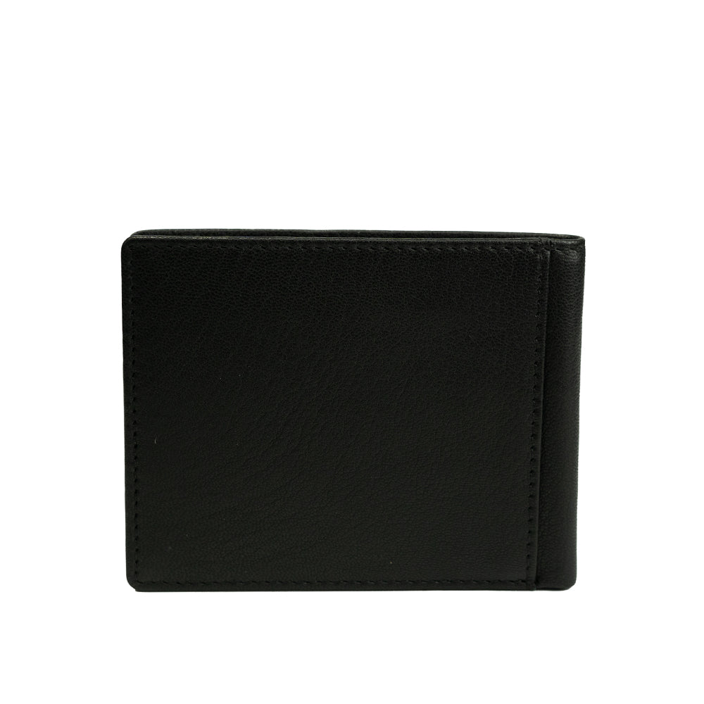 Alef Surrey Bifold Leather Wallet with Card Window and Card Slots (Black)