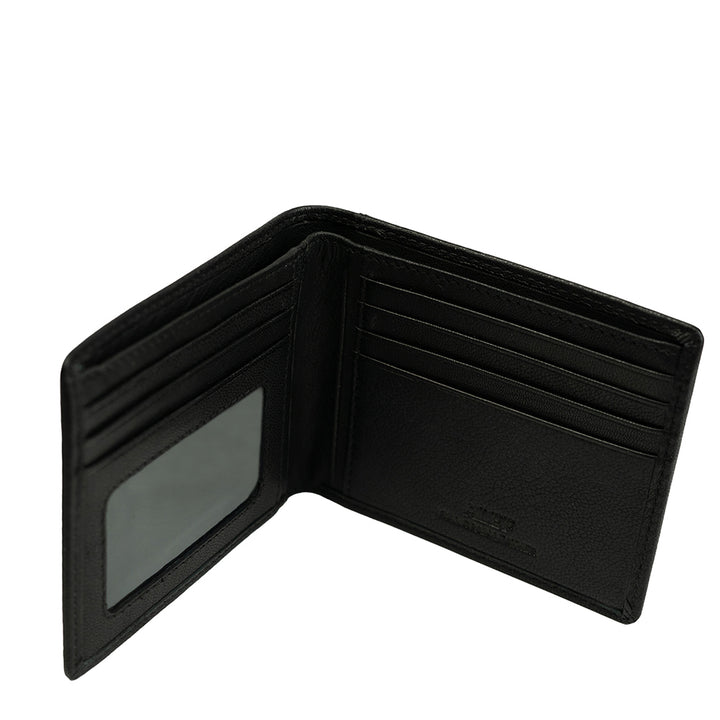 Alef Surrey Bifold Leather Wallet with Card Window and Card Slots (Black)
