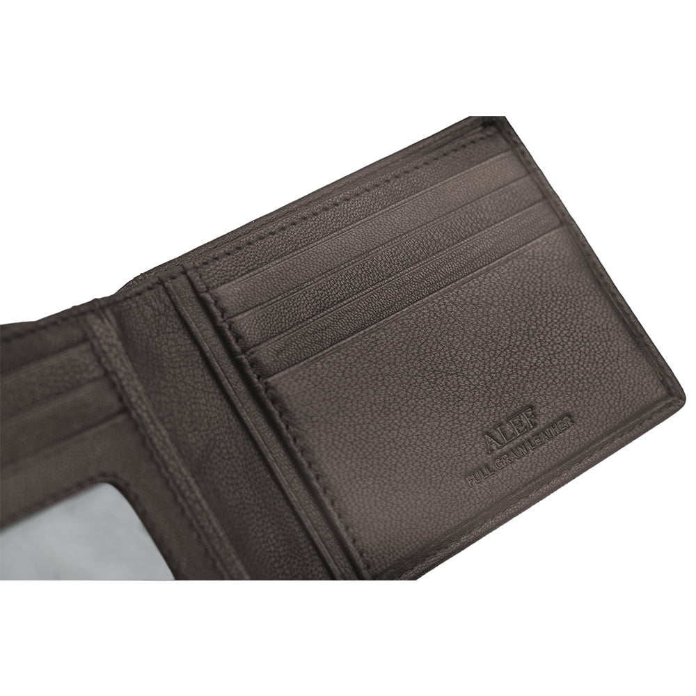 Alef Surrey Bifold Leather Wallet with Card Window and Card Slots (Cognac)