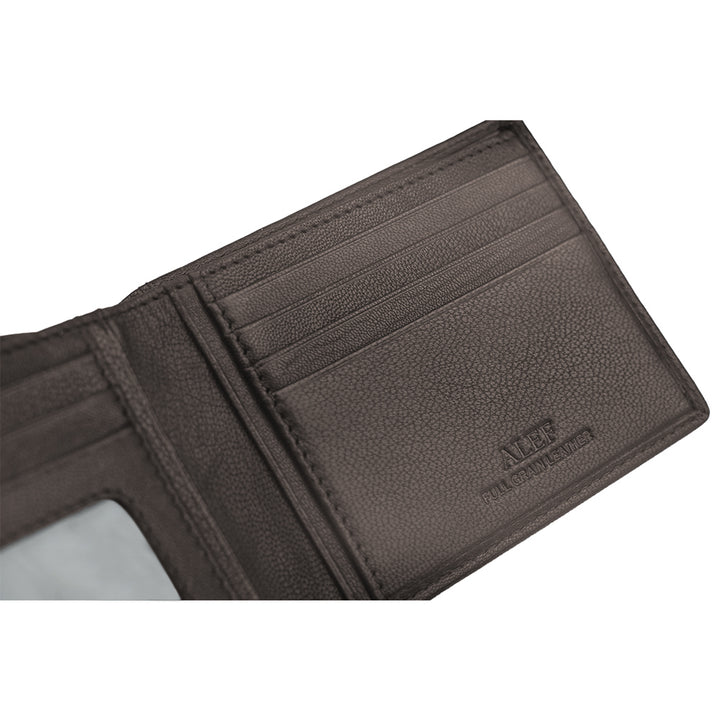 Alef Surrey Bifold Leather Wallet with Card Window and Card Slots (Cognac)