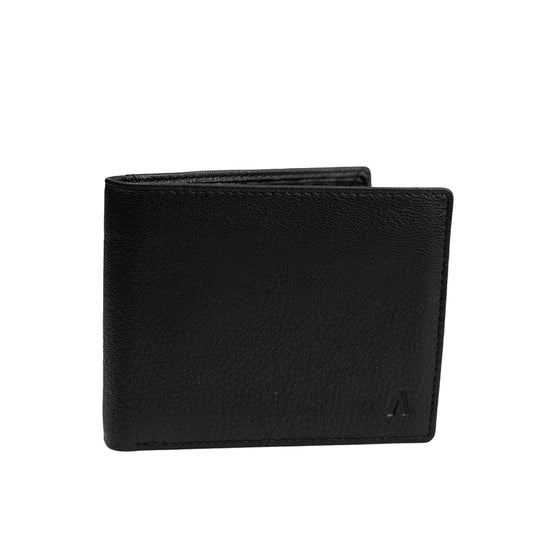 Alef Surrey Bifold Leather Wallet with Card Window and Coin Compartment (BLACK)