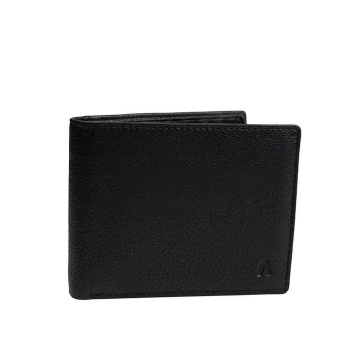 Alef Surrey Bifold Leather Wallet with Card Window and Coin Compartment (Black)