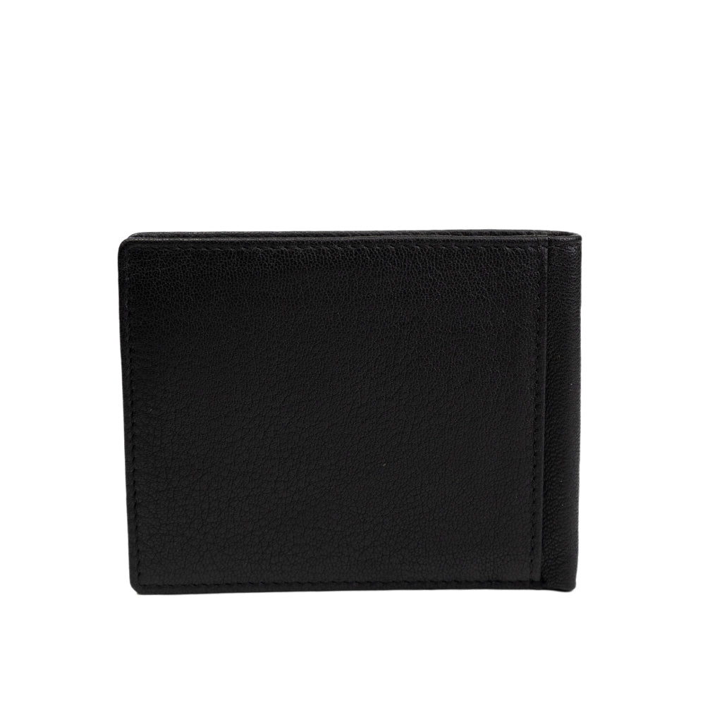 Alef Surrey Bifold Leather Wallet with Card Window and Coin Compartment (Black)