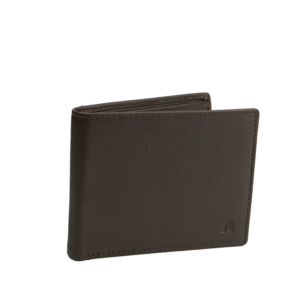 Alef Surrey Bifold Leather Wallet with Card Window and Coin Compartment (Cognac)