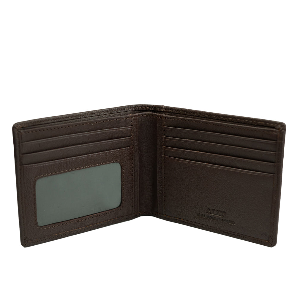 Alef Surrey Bifold Leather Wallet with Card Window and Coin Compartment (Cognac)