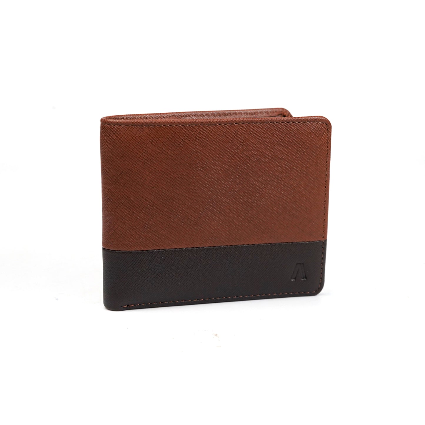 Alef Tokyo Men's Bifold Leather Wallet with Centre Flap and Card Window (Brown/Cafe)