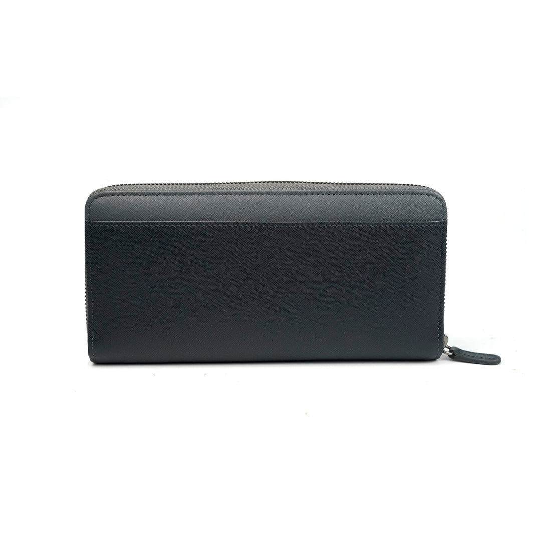 Alef Tokyo Long Leather Wallet with RFID-Protection (Grey/Navy)