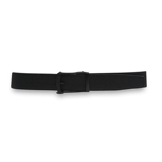 Alef Dalvey Men's Leather Auto-lock Pin Buckle Belt (Black)