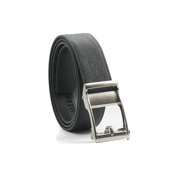 Alef Dalvey Men's Leather Auto-lock Pin Buckle Belt (Black)