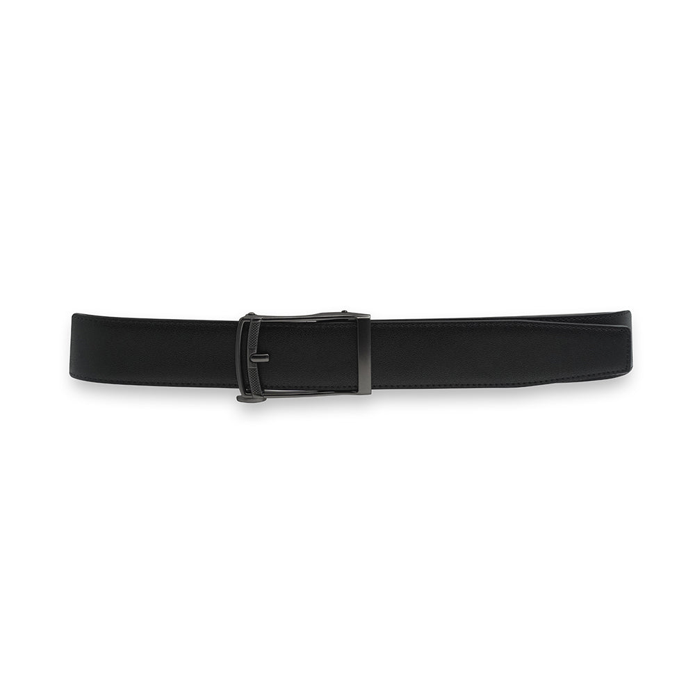 Alef Dalvey Men's Leather Auto-lock Pin Buckle Belt (Black)