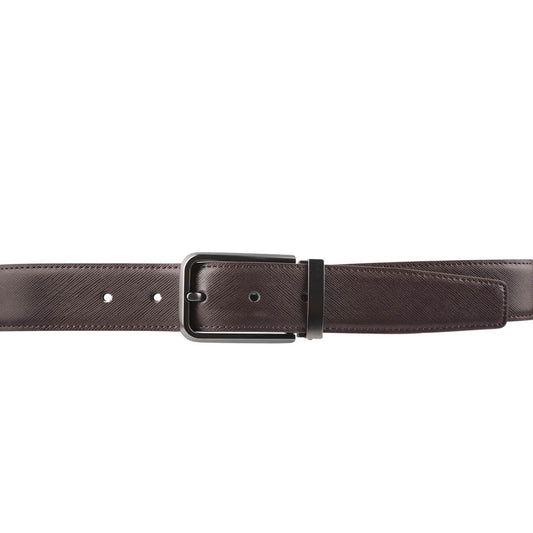 Alef Dean  Reversible Men's Leather 35mm Pin-Buckle Belt (Black/Cafe)