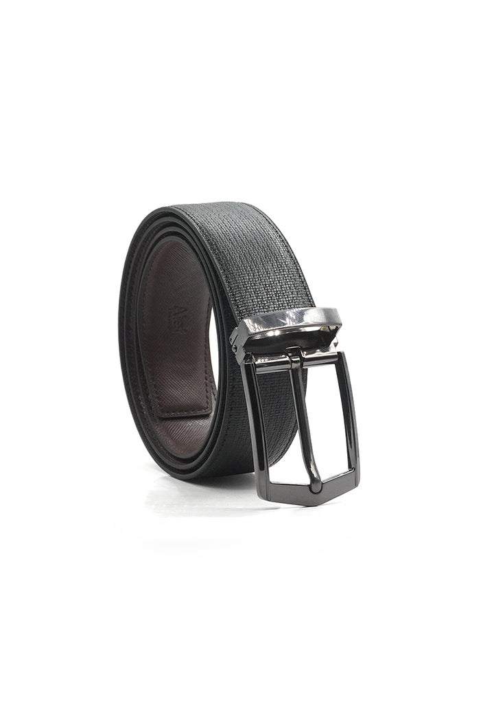 Alef Dean  Reversible Men's Leather 35mm Pin-Buckle Belt (Black/Cafe)