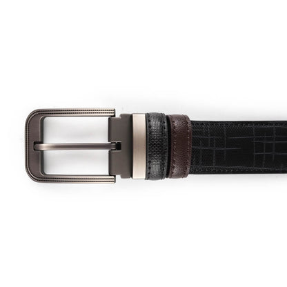 Alef Denver Pin Buckle  Reversible 35MM Men's  Leather Belt Black/Cafe (110cm)