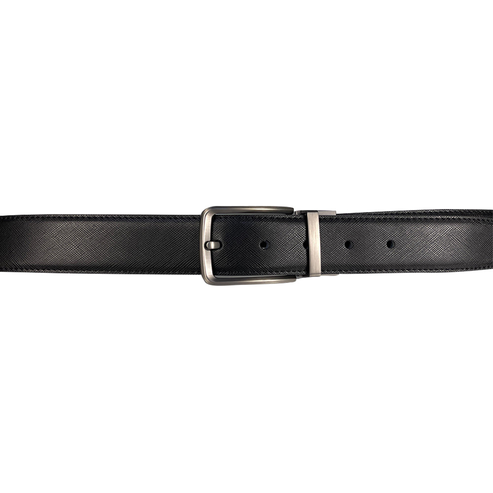 Alef Grange Men's Pin Buckle Reversible 30mm Slim Leather Belt (Black / Brown)