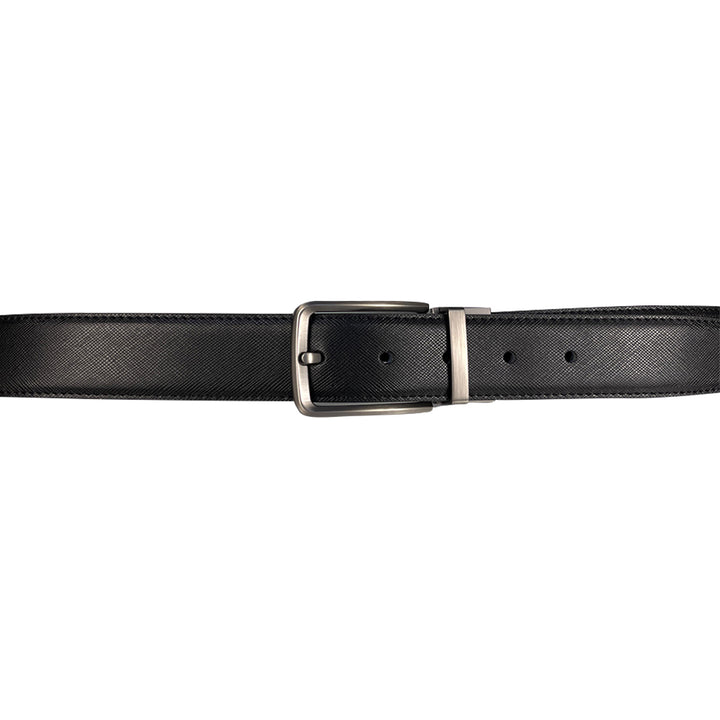 Alef Grange Men's Pin Buckle Reversible 35mm Slim Leather Belt (Black /Brown)