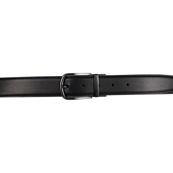 Alef Grange Men's Pin Buckle Reversible 35mm Slim Leather Belt (Black /Navy)