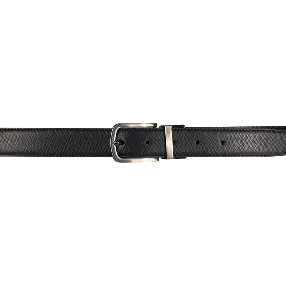 Alef Grange Men's Pin Buckle Reversible 30mm Slim Leather Belt (Black / Brown)