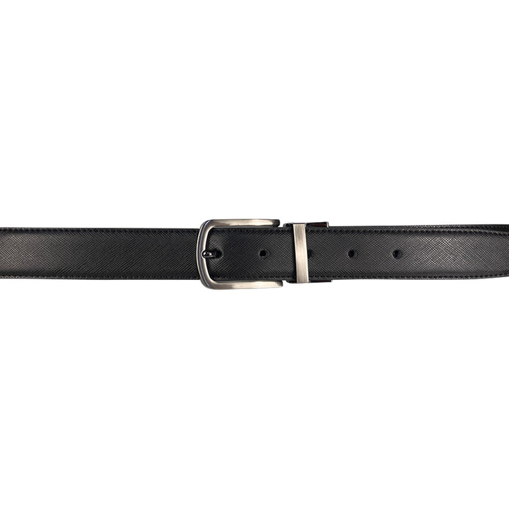 Alef Grange Men's Pin Buckle Reversible 30mm Slim Leather Belt (Black / Brown)
