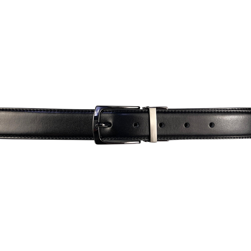 Alef Grange Men's Pin Buckle Reversible 30mm Slim Leather Belt (Black / Brown)
