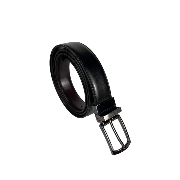 Alef Grange Men's Pin Buckle Reversible 30mm Slim Leather Belt (Black / Brown)