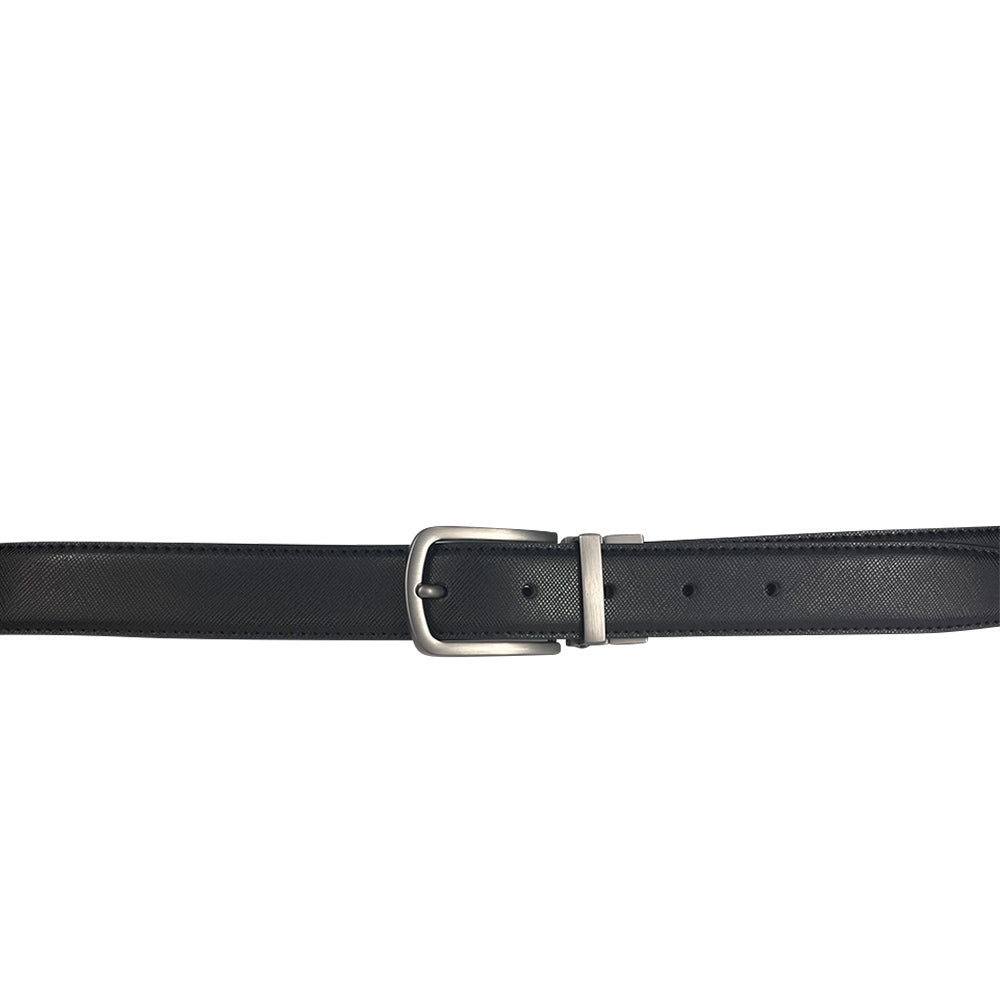 Alef Grange Men's Pin Buckle Reversible 30mm Slim Leather Belt (Black / Tan)