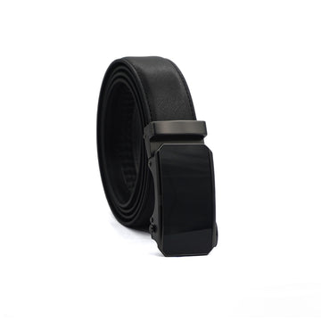 Alef Oxley Men's Leather Auto-lock Solid Buckle 32mm Belt (Black)